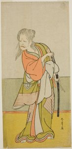 De acteur Nakajima Kanzaemon III als Yaguchi no Karasu-baba in het stuk Hono Nitta Daimyojin, uitgevoerd in het Morita Theater in de zevende maand, 1777