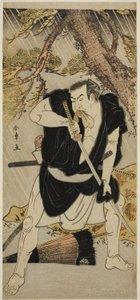 De acteur Nakamura Nakazo I als Ono Sadakuro in het stuk Kanadehon Chushingura, uitgevoerd in het Ichimura Theater in de zesde maand, 1783 door Katsukawa Shunsho