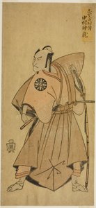 De Acteur Nakamura Nakazo I als Osada no Taro (?) in het Toneelstuk Ima o Sakari Suehiro Genji (?), Opgevoerd in het Nakamura Theater (?) in de Elfde Maand, 1768 (?)
