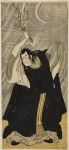 De acteur Nakamura Nakazo I als de dondergod, een incarnatie van Kan Shojo, in het stuk 