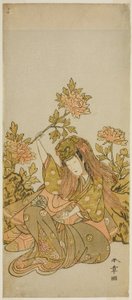 De Acteur Nakamura Noshio I in een "Shak-kyo Odori" (Steenbrugdans), in het stuk Onna Aruji Hatsuyuki no Sekai, uitgevoerd in het Morita Theater in de elfde maand, 1773 door Katsukawa Shunsho