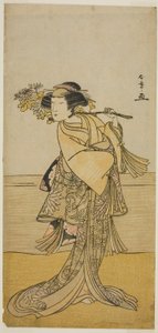 De Acteur Nakamura Tomijuro I als een Vrouwelijke Vos van Mt. Ubagadake in het Toneelstuk Chigo Torii Tobiiri Kitsune, Opgevoerd in het Ichimura Theater in de Elfde Maand, 1777 door Katsukawa Shunsho