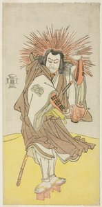 De acteur Nakayama Kojuro VI als Osada no Taro Kagemune (in werkelijkheid Hatcho Tsubute no Kiheiji), in de gedaante van een lampaansteker van Gion Shrine, in akte drie uit deel een van het toneelstuk Yukimotsu Take Furisode Genji (Snow-Covered Bamboo: Gen door Katsukawa Shunsho