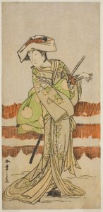De acteur Onoe Kikugoro I als Tonase in het stuk Kanadehon Chushin Nagori no Kura, uitgevoerd in het Nakamura Theater in de negende maand, 1780