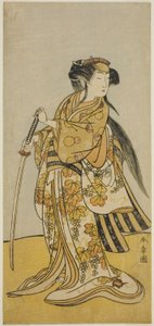 De Acteur Onoe Tamizo I als Kureha (?) in het Toneelstuk Shusse Taiheiki (?), Opgevoerd in het Nakamura Theater (?) in de Achtste Maand, 1775 (?) door Katsukawa Shunsho