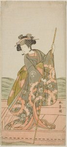 De acteur Yoshizawa Iroha I als prinses Yosooi in het stuk Kikujido Shuen no Iwaya, uitgevoerd in het Morita Theater in de elfde maand, 1775 door Katsukawa Shunsho