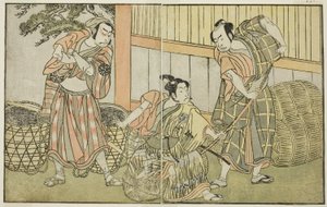 Het toneelstuk Kuni no Hana Ono no Itsumoji, uitgevoerd in het Nakamura Theater in de elfde maand, c.1772 door Katsukawa Shunsho