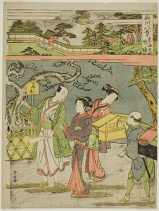 Tokaiji no Bansho, uit de serie "Shinagawa Hakkei (Acht Zichten van Shinagawa)" door Katsukawa Shunsho