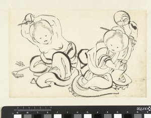 Twee vrouwen die zich kappen door attributed to Katsushika Hokusai