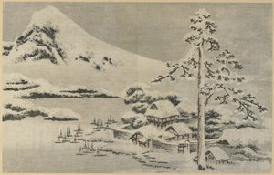 Kustdorp in de sneeuw door Katsushika Hokusai