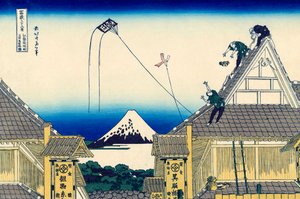Een schets van de Mitsui-winkel in Suruga in Edo, 1830-1833 door Katsushika Hokusai