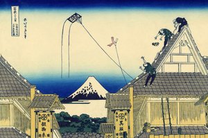 Een schets van de Mitsui-winkel in Suruga-straat in Edo, c.1830 (houtsnede) door Katsushika Hokusai