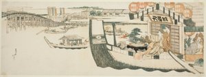 Boottochten op de Sumida-rivier door Katsushika Hokusai