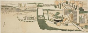 Boottochten op de Sumida-rivier door Katsushika Hokusai