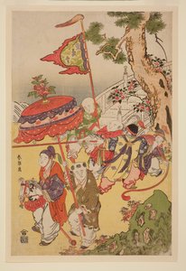 Chinese Kinderen Spelen bij een Pijnboom door Katsushika Hokusai