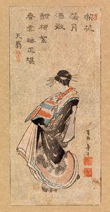 Courtisane die een parade maakt, ca. 1816 door Katsushika Hokusai