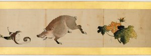 Detail van Handrol met Diverse Beelden, Edo Periode door Katsushika Hokusai