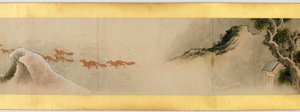 Handrol met diverse afbeeldingen, Edo-periode, 1839 inkt en kleur op papier (detail)