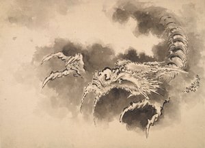 Draak die uit de wolken komt, Edo-periode, 19e eeuw door Katsushika Hokusai