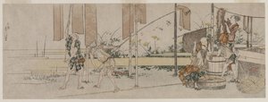 Ververijen aan het werk, ca. 1800 door Katsushika Hokusai