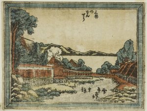 Avondklok bij Mii (Mii no bansho), uit de serie Acht Zichten van Omi in ets-stijl (Doban Omi hakkei)
