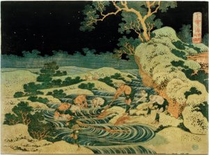 Vissen met fakkels in de provincie Kai door Katsushika Hokusai