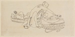 Visverkoper door Katsushika Hokusai