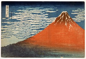 Fuji; Bergen bij helder weer; 1831; uit de serie 
