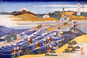Fuji vanaf de Voorde bij Kanaya door Katsushika Hokusai