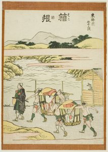 Hakone, uit de serie "Drieënvijftig stations van de Tokaido (Tokaido gojusan tsugi)" door Katsushika Hokusai