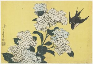 Hortensia en Zwaluw, c. 1832 door Katsushika Hokusai