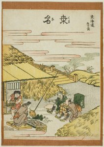 Kuwana, uit de serie "Drieënvijftig stations van de Tokaido" door Katsushika Hokusai