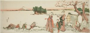 Dames in Shichirigahama door Katsushika Hokusai