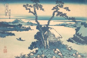 Meer Suwa in de provincie Shinano, uit de serie Zesendertig Zichten op... door Katsushika Hokusai