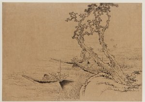 Landschap: figuren vissen vanuit boten, laat 18e-begin 19e eeuw door Katsushika Hokusai