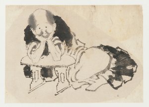 Man zittend met een armleuning, Edo-periode, 19e eeuw door Katsushika Hokusai