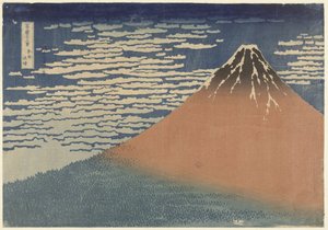 Mount Fuji bij helder weer (ook bekend als Rode Fuji) door Katsushika Hokusai
