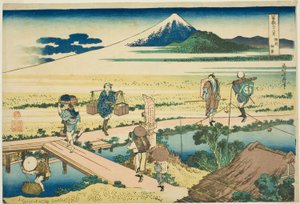 Nakahara in de Provincie Sagami (Soshu Nakahara), uit de serie "Zesendertig Zichten op de Berg Fuji (Fugaku sanjurokkei)"