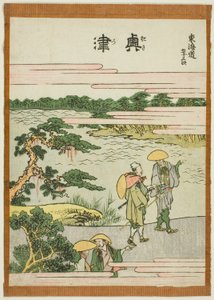Okitsu, uit de serie "Drieënvijftig Stations van de Tokaido (Tokaido gojusan tsugi)" door Katsushika Hokusai