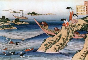 Oestervisserij, ca. 1785-1849 door Katsushika Hokusai