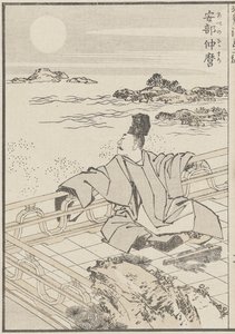 Dichter en de Maan, ca. 1840 door Katsushika Hokusai
