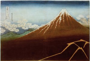 Regenbui onder de top door Katsushika Hokusai