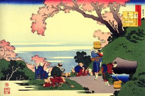 Serie van honderd gedichten van honderd dichters: Oe no Masafusa, dagelijks leven, Japan door Katsushika Hokusai