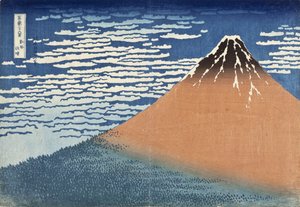 Zuidenwind, heldere dageraad door Katsushika Hokusai