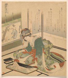 Steen, uit de serie Drie Kinderen door Katsushika Hokusai