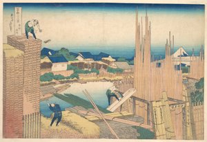 Tatekawa in Honjō (Honjō Tatekawa), uit de serie Zesendertig gezichten op de berg Fuji (Fugaku sanjūrokkei) door Katsushika Hokusai