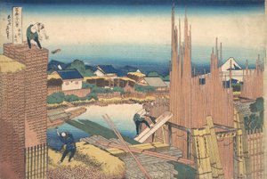 Tatekawa in Honjo, uit de serie Zesendertig Zichten op de Berg Fuji door Katsushika Hokusai