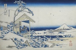 Theehuis in Koishikawa, de ochtend na een sneeuwval