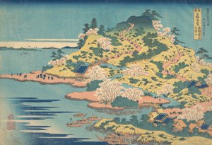 Tenpozan aan de monding van de Aji-rivier in de provincie Settsu, 1827-30 door Katsushika Hokusai