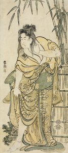 De acteur Ichikawa Komazo als een vrouw met verward haar, ca.1791